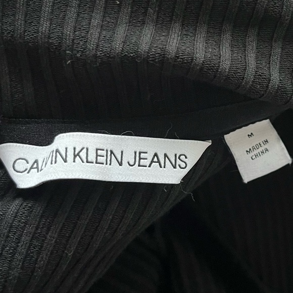 CALVIN KLEIN JEANS- Elegant Black Long Sleeve Turtleneck Dress Size M - Picture 4 of 4
